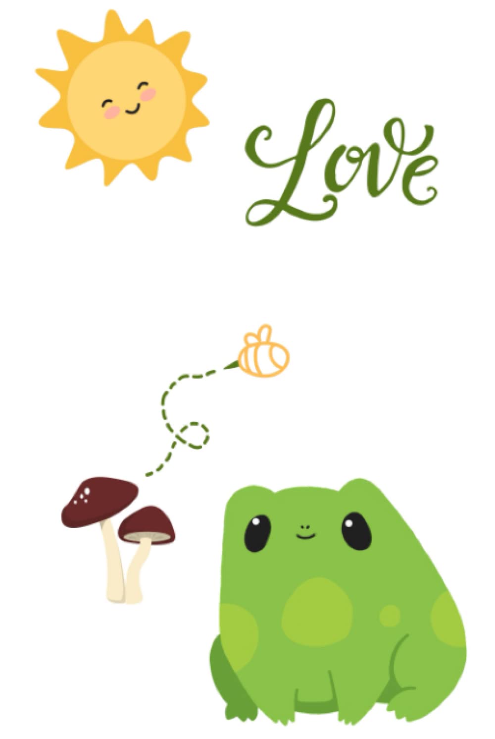 Cover includes frog, bee, mushroom, sunshine, and love.